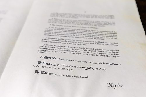 MIKE DEAL / FREE PRESS
Supplementary Charter 1920: A.37/24
The Hudson’s Bay Company Archives currently holds all nine original supplementary charters which were signed to amend the 1670 Charter of Incorporation. By the 1880s, the HBC found that its incorporating charter was inadequate for the conduct of its modern business, especially in regards to land sales. The HBC petitioned the crown for supplemental charters, the first of which was granted in 1884. The HBCA holds the original petitions to the crown for each charter. These supplementary charters, once signed, annulled the supplements and original charter that came before it. There are supplementary charters for 1884, 1892, 1912, 1920, 1949, 1957, 1960, 1963 and 1970. There are two versions of the 1970 supplementary charter, as this charter specifically made the HBC a Canadian rather than a British Company, one signed in the UK and one in Canada on May 29, 1970. All of the supplementary charters arrived at and were held by the Archives Department of the HBC in London, being received at the Archives shortly after their creation in many cases. These were all donated to the Province of Manitoba in 1994.
Reporter: Conrad Sweatman
250610 - Tuesday, June 10, 2025.