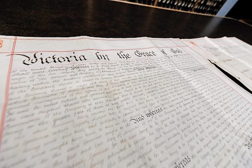MIKE DEAL / FREE PRESS
Supplementary Charter 1884: A.37/21
The Hudson’s Bay Company Archives currently holds all nine original supplementary charters which were signed to amend the 1670 Charter of Incorporation. By the 1880s, the HBC found that its incorporating charter was inadequate for the conduct of its modern business, especially in regards to land sales. The HBC petitioned the crown for supplemental charters, the first of which was granted in 1884. The HBCA holds the original petitions to the crown for each charter. These supplementary charters, once signed, annulled the supplements and original charter that came before it. There are supplementary charters for 1884, 1892, 1912, 1920, 1949, 1957, 1960, 1963 and 1970. There are two versions of the 1970 supplementary charter, as this charter specifically made the HBC a Canadian rather than a British Company, one signed in the UK and one in Canada on May 29, 1970. All of the supplementary charters arrived at and were held by the Archives Department of the HBC in London, being received at the Archives shortly after their creation in many cases. These were all donated to the Province of Manitoba in 1994.
Reporter: Conrad Sweatman 
250610 - Tuesday, June 10, 2025.