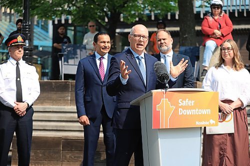 Ruth Bonneville / Free Press
LOCAL - downtown safety
Mayor Scott Gillingham speaks at the event.
The Manitoba Government and the City of Winnipeg announced funding for increased downtown safety over the summer months at The Forks Friday.
Speaking at the event were, Premier Wab Kinew, Justice Minister Matt Wiebe,
Mayor Scott Gillingham,
Greg Burnett, executive director, Downtown Community Safety Partnership and
Kate Fenske, CEO, Downtown Winnipeg BIZ
See story
June 13th, 2025