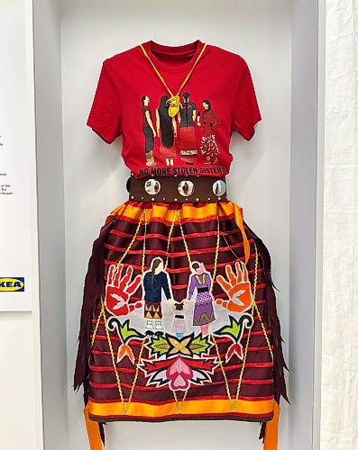 NIIGAAN SINCLAIR / FREE PRESS
IKEA’s new installations: an Indigenous ceremonial space and an Indigenous living room
- red dress honouring missing and murdered Indigenous women, girls, and two-spirit peoples.