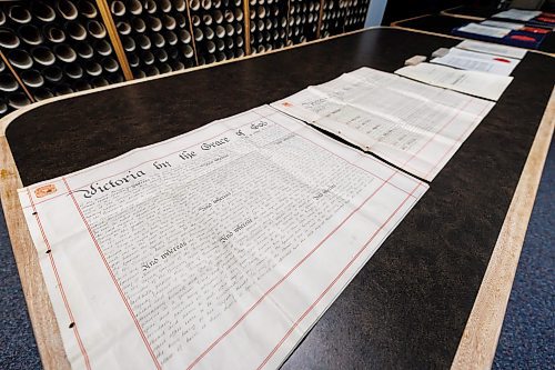 MIKE DEAL / FREE PRESS
Supplementary Charter 1884: A.37/21
The Hudson’s Bay Company Archives currently holds all nine original supplementary charters which were signed to amend the 1670 Charter of Incorporation. By the 1880s, the HBC found that its incorporating charter was inadequate for the conduct of its modern business, especially in regards to land sales. The HBC petitioned the crown for supplemental charters, the first of which was granted in 1884. The HBCA holds the original petitions to the crown for each charter. These supplementary charters, once signed, annulled the supplements and original charter that came before it. There are supplementary charters for 1884, 1892, 1912, 1920, 1949, 1957, 1960, 1963 and 1970. There are two versions of the 1970 supplementary charter, as this charter specifically made the HBC a Canadian rather than a British Company, one signed in the UK and one in Canada on May 29, 1970. All of the supplementary charters arrived at and were held by the Archives Department of the HBC in London, being received at the Archives shortly after their creation in many cases. These were all donated to the Province of Manitoba in 1994.
Reporter: Conrad Sweatman
250610 - Tuesday, June 10, 2025.