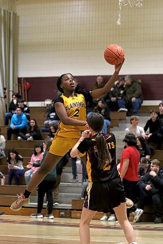Rebecca Alebiosu played three years of Crocus Plainsmen varsity girls basketball. The star guard was also the Plainsmen female athlete of the year in 2024. (Thomas Friesen/The Brandon Sun)