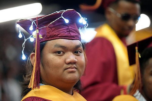 A Crocus Plains graduate wears a set of LED lights during the school's graduation ceremony. (Matt Goerzen/The Brandon Sun)
