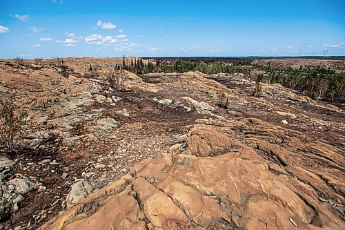 MIKAELA MACKENZIE / FREE PRESS
	
Burned areas just north of Flin Flon on Wednesday, June 25, 2025.

For Nicole Buffie story.
Winnipeg Free Press 2025