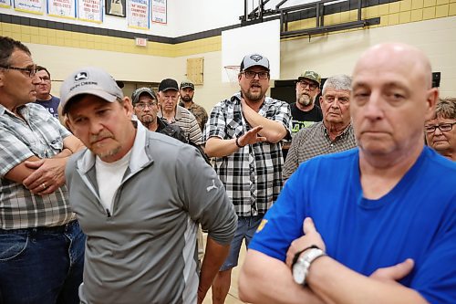 25062025
Carberry resident Tyson Boychuk (C), originally from Swan River, voices his concerns with the proposed RCUT modification to the Trans Canada Highway at the Highway 5 intersection, at the fourth community engagement meeting involving the province and consultants at Carberry Collegiate on Wednesday evening.
(Tim Smith/The Brandon Sun)