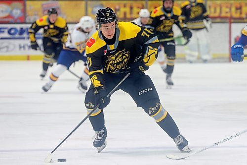Brandon Wheat Kings forward Brady Turko, shown carrying the puck against the Saskatoon Blades at Westoba Place in February, will join teammate Roger McQueen with the Anaheim Ducks. (Tim Smith/The Brandon Sun)