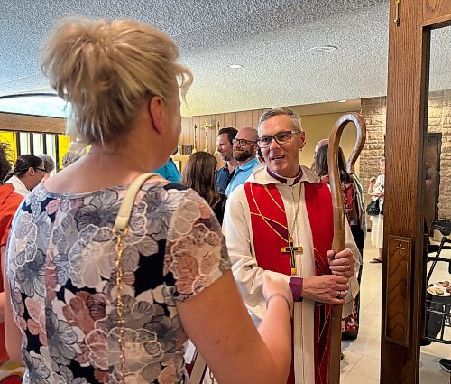 JOHN LONGHURST / FREE PRESS

Church of the Cross, bishop Jason Zinko greets worshippers after June 29 closing service