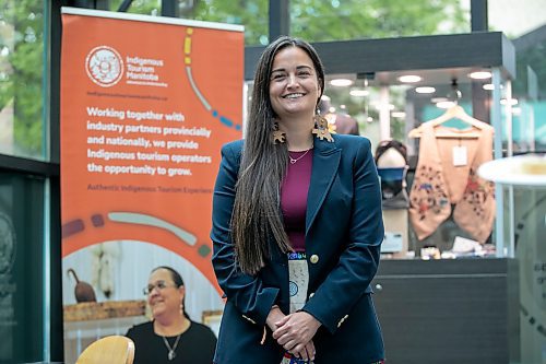 BROOK JONES/FREE PRESS
The Forks Market is now home to a new discovery space called Explore Indigenous which also houses Turtle Tours, an indigenous-owned storytelling and culinary experience operated by Ashley Smith. Pictured: Indigenous Tourism Manitoba CEO Holly Spence is pictured in the discovery space at The Forks Market in Winnipeg, Man., Friday, July 4, 2025.