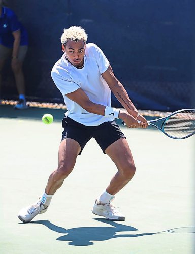 Ruth Bonneville / Free Press
Sports - pro tennis
Photo of Paul Judd of Great Britain playing in the Challenger Tour at The National Bank Hub Tennis club in West St. Paul Wednesday.
Judd defeated Leandro Riedi of Switzerland in the round of 32.
Story PRO TENNIS IN WINNIPEG: Before a tennis pro reaches the ultimate heights of the ATP Tour, they got to make it through the Challenger Tour which mainly consists of players ranked between 100 and 300 in the world. For many, that means a trip to Manitoba to compete in the Winnipeg National Bank Challenger -- an annual event kicked off earlier this week. But what’s life like on the Challenger Tour?
See story by Taylor
July 9th, 2025