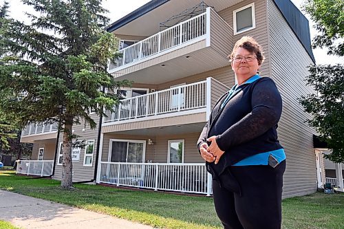 Spruce Woods Housing Co-op manager Eva Cameron stands outside their office on Braecrest Drive in Brandon. (Alex Lambert/The Brandon Sun)