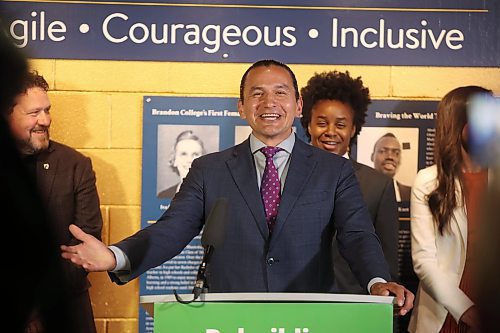 16072025
Manitoba Premier Wab Kinew laughs while sparing with a reporter over the vacant Spruce Woods riding seat after an announcement at Brandon University’s Brodie Science Centre on Wednesday. The Manitoba government announced money for upgrades to BU’s science building as well as a plan to create 10 additional doctor training seats bringing the total number of medical students training at the Brandon Regional Health Centre to 20. Kinew did not answer when a byelection would be called for Spruce Woods.
(Tim Smith/The Brandon Sun)
