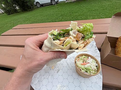 Hot 'n' Frosty serves up a hefty amount of food with its chicken ranch wrap, which includes lettuce, bacon, ranch dressing and some tasty fried chicken tenders &#x44a; a recommended choice by the young woman running the order window. (Matt Goerzen/The Brandon Sun)