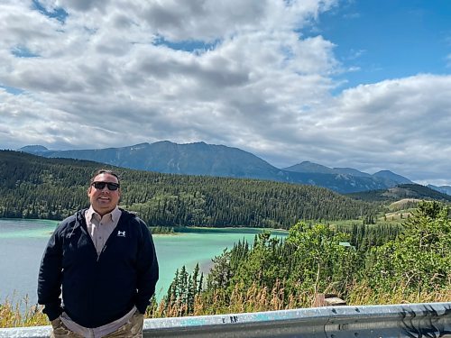 Niigaan Sinclair / Free Press
Niigaan Sinclair on the side of the road along the 74 kilometre stretch of highway south from Whitehorse to Carcross, YT.