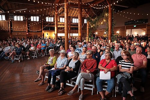 A large crowd fills Danceland in Wasagaming for the Fairness For Clear Lake town hall on Tuesday evening. (Tim Smith/The Brandon Sun)