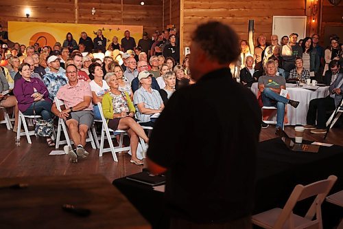 29072025
A large crowd fills Danceland in Wasagaming for the Fairness For Clear Lake town hall regarding the Clear Lake boat ban and Zebra Mussel presence in the lake on Tuesday evening. Hundreds of community members and stakeholders filled Danceland to listen to speakers including experts, politicians and Parks Canada staff, as well as to ask questions. 
(Tim Smith/The Brandon Sun)