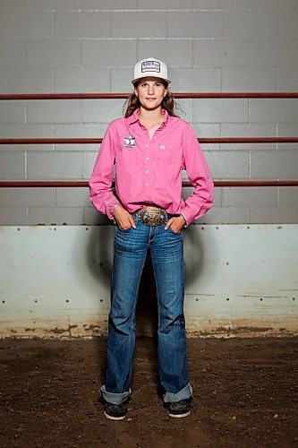 31072025
Rayelle Rose of Red Deer County, Alberta. Rose is competing in the pole bending, goat tying and team roping events.
(Tim Smith/The Brandon Sun)
One time use in Brandon Sun August 2, 2025 issue. All images copyright Tim Smith. On loan to Brandon Sun for one-time use. No archiving. No use in Winnipeg Free Press. No online gallery. No additional use.