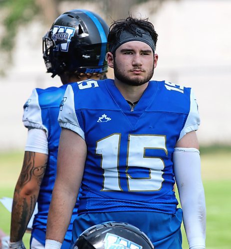 Cornerback Liam Southcombe (15) is shown with the Winnipeg Rifles during a Canadian Junior Football League exhibition game against the Regina Thunder at Vincent Massey’s Doug Steeves Field on Saturday, Aug. 2, 2025. (Perry Bergson/The Brandon Sun)
Aug. 2, 2025