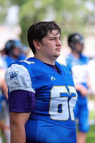Ashton Bissonnette (62) is shown with the Winnipeg Rifles during a Canadian Junior Football League exhibition game against the Regina Thunder at Vincent Massey’s Doug Steeves Field on Saturday, Aug. 2, 2025. (Perry Bergson/The Brandon Sun)
Aug. 2, 2025
