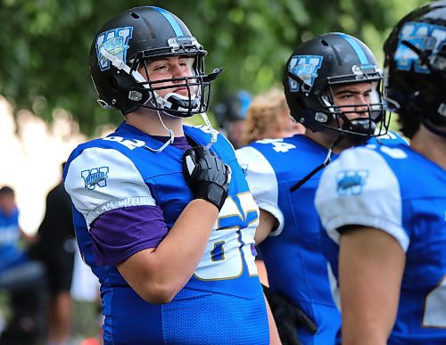 Ashton Bissonnette (62) is shown with the Winnipeg Rifles during a Canadian Junior Football League exhibition game against the Regina Thunder at Vincent Massey’s Doug Steeves Field on Saturday, Aug. 2, 2025. (Perry Bergson/The Brandon Sun)
Aug. 2, 2025