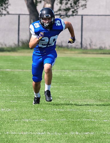 Ayden Bone (29) is shown with the Winnipeg Rifles during a Canadian Junior Football League exhibition game against the Regina Thunder at Vincent Massey’s Doug Steeves Field on Saturday, Aug. 2, 2025. (Perry Bergson/The Brandon Sun)
Aug. 2, 2025