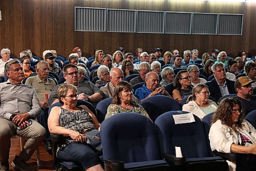 13082025
A crowd watches the Souris &amp; Glenwood Chamber of Commerce byelection debate between Ray Berthelette of the NDP, Stephen Reid of the Manitoba Liberal Party and Colleen Robbins of the PC Party of Manitoba at the Avalon Theatre in Souris on Wednesday evening. 
(Tim Smith/The Brandon Sun)