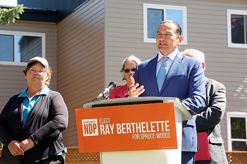 15082025
Manitoba Premier Wab Kinew speaks during a press conference at the Spruce Woods Housing Cooperative in Brandon on Friday.
(Tim Smith/The Brandon Sun)