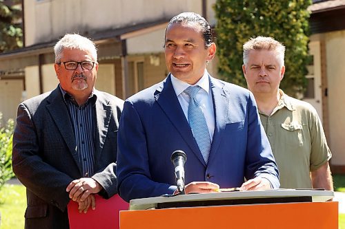 15082025
Manitoba Premier Wab Kinew speaks during a press conference at the Spruce Woods Housing Cooperative in Brandon on Friday.
(Tim Smith/The Brandon Sun)