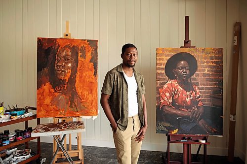 12082025
Artist Opeyemi Olukotun in his studio in downtown Brandon in August.
(Tim Smith/The Brandon Sun)