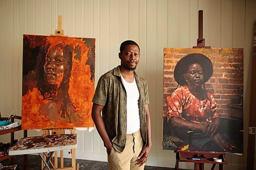 12082025
Artist Opeyemi Olukotun in his studio in downtown Brandon in August.
(Tim Smith/The Brandon Sun)