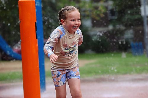 19082025
Four-year-old Lilah Stewart of Neepawa plays at the Stanley Park spray park with family on a warm Tuesday morning.
(Tim Smith/The Brandon Sun)