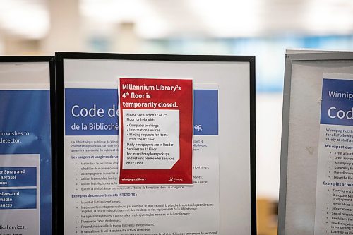 MIKAELA MACKENZIE / FREE PRESS
Signage for a closed fourth floor at Millennium Library on Thursday, Aug. 21, 2025.
For Tyler story.
Free Press 2025