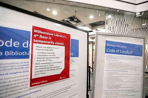 MIKAELA MACKENZIE / FREE PRESS
Signage for a closed fourth floor at Millennium Library on Thursday, Aug. 21, 2025.
For Tyler story.
Free Press 2025