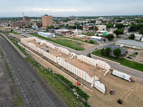 Work continues on a nearly 40,000-square-foot indoor pickleball and tennis facility along Pacific Avenue on Thursday. (Tim Smith/The Brandon Sun)