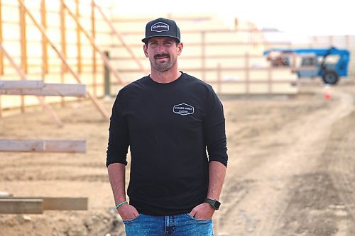 Concept Homes Construction co-owner and project manager Joel Schultz stands in the Wheat City pickleball hub under construction on Friday morning. (Abiola Odutola/The Brandon Sun)