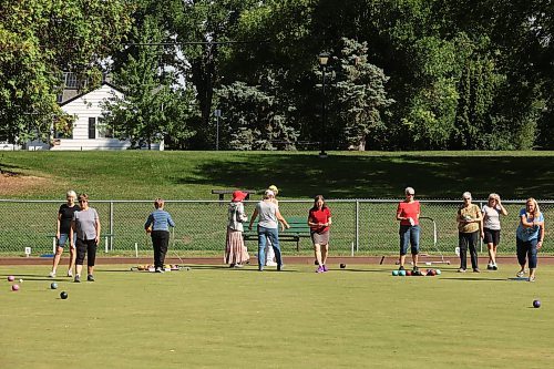 25082025
Lawnbowling enthusiasts in the Wheat City Lawn Bowling Club’s Monday morning ladies league, bowl at the club in Rideau Park on a sunny Monday morning.
(Tim Smith/The Brandon Sun)