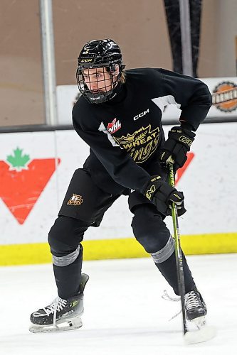 Cam Allard takes part in a drill in February after being called up by the Brandon Wheat Kings last season. Big things are expected as he enters his 17-year-old season looking for a full-time job with the club. (Tim Smith/The Brandon Sun)