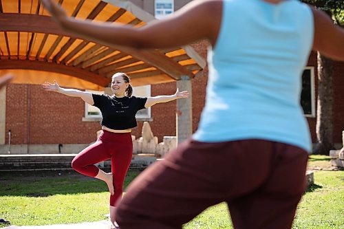 27082025
Emily Gil, owner of Inspire Yoga Studio, leads participants in a the last free weekly free Yoga in the Park yoga session of the summer at Princess Park in Brandon on a warm Wednesday. The weekly yoga classes, organized by the BNRC and City of Brandon’s Downtown Ambassador Program, ran for all of July and August. (Tim Smith/The Brandon Sun)