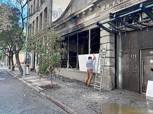 NICOLE BUFFIE / FREE PRESS 
The Exchange Event Centre, 291 Bannatyne Ave., is the latest downtown building to be hit by fire. Management say the building was firebombed, according to a witness who reported the fire to 911. 