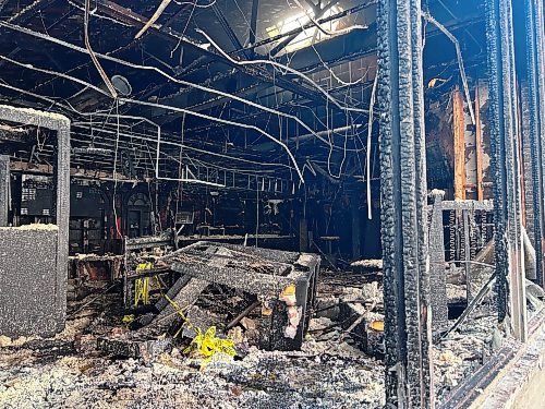 NICOLE BUFFIE / FREE PRESS 
The Exchange Event Centre, 291 Bannatyne Ave., is the latest downtown building to be hit by fire. Management say the building was firebombed, according to a witness who reported the fire to 911. 