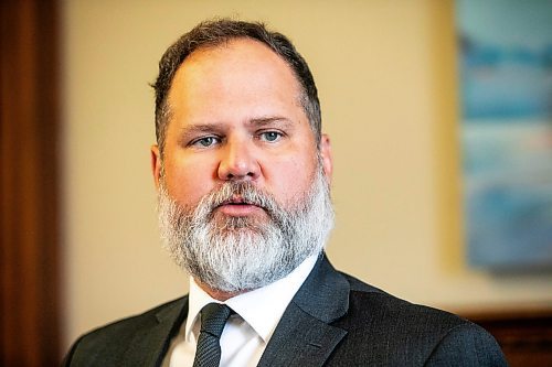 MIKAELA MACKENZIE / FREE PRESS
Justice minister Matt Wiebe speaks to the media about emergency workers protection in his office at the Manitoba Legislative Building on Tuesday, July 15, 2025.
For Maggie story.
Winnipeg Free Press 2025