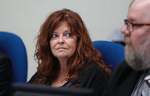 Coun. Heather Karrouze (Ward 1) listens on during a city council meeting on Sept. 2, 2025. (Alex Lambert/The Brandon Sun)