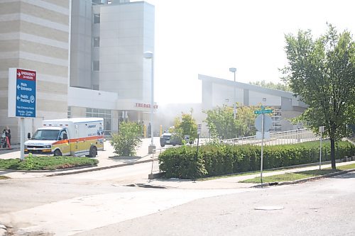 Smoke near the entrance of the emergency unit of the Brandon Regional Health Centre on Sunday, around 1 p.m. Brandon fire chief Terry Parlow says there was a fire on the outside of the building, and it was immediately extinguished. “Some smoke did enter the building through the vents, but it was isolated to the crawl space and immediate area next to where the fire occurred.” Photo: Abiola Odutola/The Brandon Sun