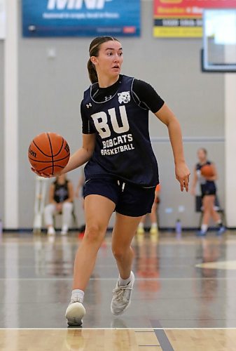 Taya Clark drives during Bobcats women's basketball practice on Tuesday. (Thomas Friesen/The Brandon Sun)
