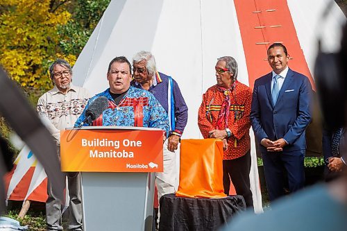 MIKE DEAL / FREE PRESS
Niigaan Sinclair, professor, University of Manitoba, and columnist at the Free Press speaks during the event.
Premier Wab Kinew, minister responsible for Indigenous reconciliation, announces that his government will be putting forward $20 million to support the construction of a permanent home for the National Centre for Truth and Reconciliation (NCTR) at the University of Manitoba during a ceremony Friday afternoon where he also accepted a gift to the province from the NCTR, a bronze sculpture that depicts a single feather made by artist, Wayne Stranger, who is from Peguis First Nation.
Reporter: Niigaan Sinclair and Scott Billeck
250912 - Friday, September 12, 2025.