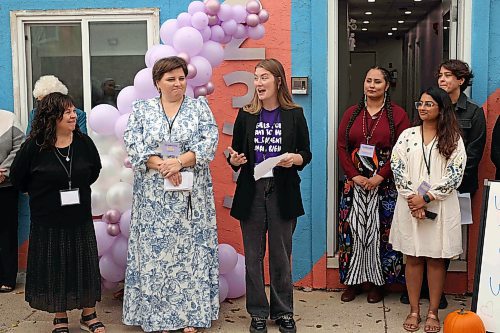 18092025
Shonah Rathwell, Chair of the Western Manitoba Women&#039;s Centre board, speaks during the grand opening of the centre&#x2019;s new location in the 1200 block of Rosser Avenue on Thursday. 
(Tim Smith/The Brandon Sun)

