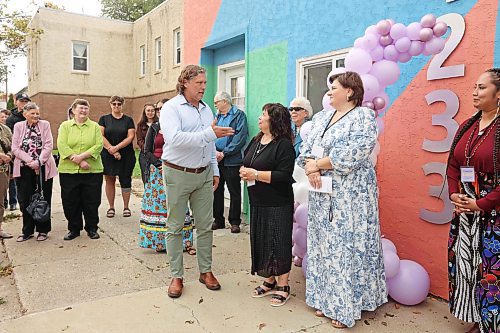 18092025
Brandon Mayor Jeff Fawcett speaks during the grand opening of the The Western Manitoba Women&#039;s Centre&#x2019;s new location in the 1200 block of Rosser Avenue on Thursday. 
(Tim Smith/The Brandon Sun)
