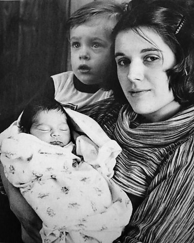 Paula Onofrey with her 12-day-old daughter Beckie Dawn, and 21-month old son Cory. This photo ran on the front page of The Brandon Sun on March 25, 1978. Paula's husband, Const. Dennis Onofrey was killed on duty Jan. 23, 1978. (Dirk Aberson/The Brandon Sun files)