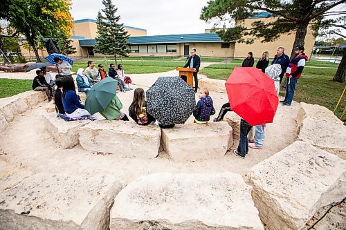 MIKAELA MACKENZIE / FREE PRESS
St. Vital city councillor Brian Mayes officially opens a new outdoor classroom in St. George Park (which will serve the students at neighbouring St. George School) on Friday, Sept. 19, 2025.
Free Press 2025