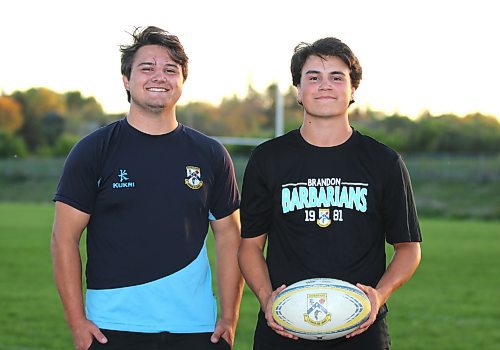 Brothers Adam, left and Richard Pierreroy, shown at practice on Tuesday, have had an incredible impact on the Brandon Barbarians this season as they prepare to play in the Rugby Manitoba's Men's Division 2 final on Saturday. (Perry Bergson/The Brandon Sun)
Sept. 23, 2025
