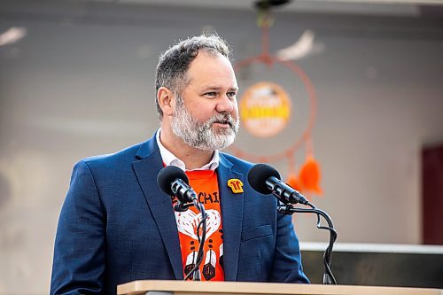 MIKAELA MACKENZIE / FREE PRESS

Minister of justice Matt Wiebe speaks at the Winnipeg Police Service sacred fire lighting celebration on Monday, Sept. 29, 2025. 

For Tyler story.
Free Press 2025